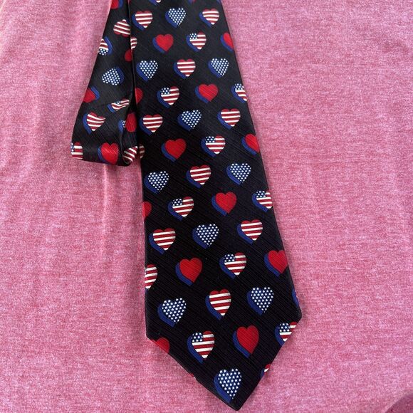 American Flag Men Silk Tie Classic American Traditions 57” 4th of July Patriotic - Picture 1 of 5